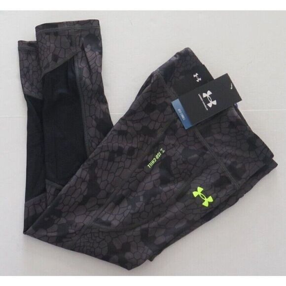 Under Armour 1368131 Womens Sz XS Black/High Vis-Yellow UA IsoChill 3/4 Leggings - Picture 3 of 4